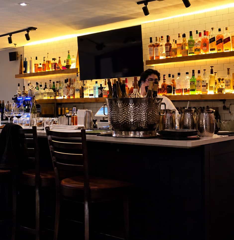 Cozy and modern dining room interior at Shiraz Kitchen and Wine Bar in Manhattan